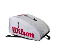 WILSON Super Tour Pickleball Bag - Holds up to 3 Paddles, Grey/Red/Black