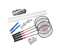 Wilson Unisex Adult Badminton Racket Set Badminton Racket Set, Three Shuttlecocks, Net, Two Extendable Poles, Floor Fixings And Carry Bag, Orange/Green, Set of 4