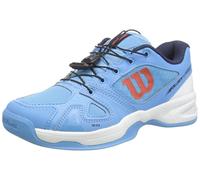 Wilson Unisex Kids Court Zone W Tennis Shoes For All Surfaces All Types of Player, White Turquoise, 4.5 UK