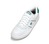WILSON Unisex Pro Staff 87 Leather Shoe, Retro Court Sneakers & Full-Grain Leather Tennis Shoes for Men & Women, White/White/Aventurine, 13 Women/11.5 Men