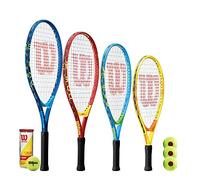 Wilson US Open Junior Tennis Racket + 3 Tennis Balls (All Junior Sizes) (23" Red/Yellow)