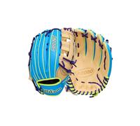 WILSON Winter 2025 A2000 Baseball Gloves, Unisex Adult, Light Blue/Blonde/Optical Yellow, Outfield-12.5 Inches