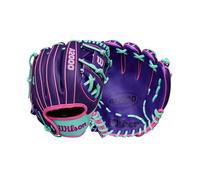 Wilson Winter 2025 A2000 DP15SS 11.5" Infield Baseball Glove, Right Hand, Pedroia Fit, Purple/Seafoam/Flamingo