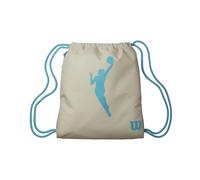 Wilson WNBA Heir Drawstring Bag, Beige/Turquoise | For basketball training and travel, with strong drawstrings, an external zip pocket and room for an official-size ball
