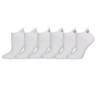 WILSON Women's 6 Pack Low Cut Golf Socks, White/Pink/Turq/Green Logos, 3.5-9 UK