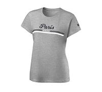 Wilson Women's T-Shirt, PARIS 2021 TECH T-SHIRT, Polyester/Cotton, Grey (Heather Grey) / Blue (Maritime) / White, Size XL, WRA800402XL