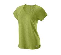 Wilson Women's T-Shirt, Training V-Neck T-Shirt, Polyester/Cotton, Green (Dark Citron Heather), Size S, WRA775910SM