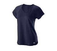 Wilson Women's V-Neck Tennis T-shirt, W Training V-Neck Tee, Polyester/Nylon, Blue (Peacoat), Size S