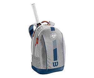 Wilson Youth Tennis Team Backpack, Roland Garros Design, for up to 2 Rackets, Polyester, Grey, WR8019501001