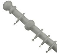 WILSONS DIRECT - 28mm Large Wooden Curtain Rail Pole Rod Set With Finials Balls Rings - Stylish Multicolor Door Window Home Kitchen Living Room Office 120cm, 150cm, 180cm, 240cm, 300cm (GREY 150cm)