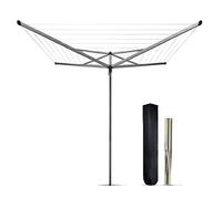 WILSONS DIRECT - 4 Arm 50M Folding Rotary Washing Line, Outdoor Garden Heavy Duty Large Clothes Dryer Airer with Metal Ground Spike and Cover, Easy Installation