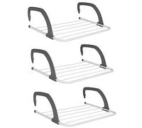 WILSONS DIRECT - 5 Bar Rail Clothes Radiator Airer - Foldable Lightweight Drying Rack with Adjustable Arms - Hanging Towel Holder for Home, Balcony, Window - Indoor Space Saving Airer 3m (Pack of 3)