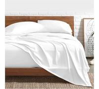 WILSONS DIRECT - Flat Sheet 100% Egyptian Cotton - Deep Pocket 30cm Elastic Bed Sheet - 300 Thread Count Soft Breathable Luxury Fade Resistant Washable Sheets (White, Double (138x190))