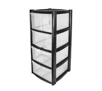 WILSONS DIRECT - Large 4 Drawer Plastic Storage Unit - Durable & Space-Saving Organizer for Home, Office & Bedroom - Multi-Purpose Use - Strong & Long-Lasting Design for Daily Storage (Black, 4 Tier)