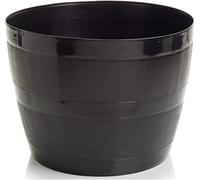 WILSONS DIRECT - Large Plastic Plant Pots Flower Pot Planter Round Floral Design Garden Decoration Indoor Outdoor Planters Outdoor With Drainage Holes (34cm Black Barrel)
