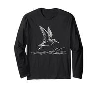 Wilsons Phalarope Line Art Birdwatcher Long Sleeve T-Shirt
