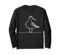 Wilsons Phalarope Line Art Birdwatcher Long Sleeve T-Shirt