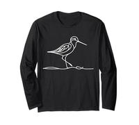 Wilsons Phalarope Line Art Birdwatcher Long Sleeve T-Shirt