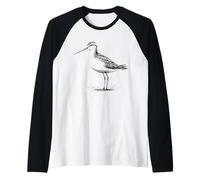 Wilsons Phalarope Line Art Birdwatcher Raglan Baseball Tee