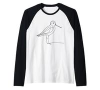 Wilsons Phalarope Line Art Birdwatcher Raglan Baseball Tee