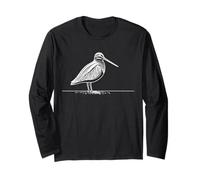 Wilsons Snipe Line Art Birdwatcher Long Sleeve T-Shirt