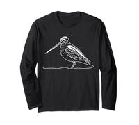 Wilsons Snipe Line Art Birdwatcher Long Sleeve T-Shirt