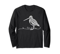 Wilsons Snipe Line Art Birdwatcher Long Sleeve T-Shirt