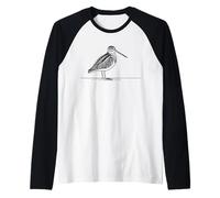 Wilsons Snipe Line Art Birdwatcher Raglan Baseball Tee