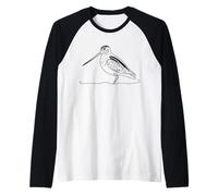 Wilsons Snipe Line Art Birdwatcher Raglan Baseball Tee