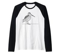 Wilsons Snipe Line Art Birdwatcher Raglan Baseball Tee