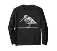 Wilson's Snipe Line Art | Wading Bird Drawing Long Sleeve T-Shirt