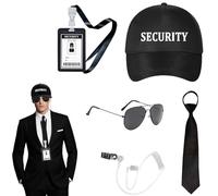 Wilsonzin 6-Piece Secret Service Costume Set, Intelligence Costume Accessories, Men in Black, Costume Accessory for Halloween, Costume Party, Themed Wedding, Role Play, Stage Performance (Black)