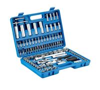 Wiltec 108-piece Set of Socket Spanners Ratchet Box with 1/2" (12.5mm) and 1/4" (6.3 mm) Drive