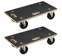 Wiltec 2x Transport Dolly 575 x 290 x 144 mm 300 kg Capacity per Moving Dolly, Wooden Platform with 4 Wheels