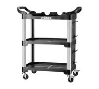 Wiltec 3 Tier Trolley with 120 kg Load Capacity, Workshop Trolley 67 × 43.5 × 97 cm Made of Plastic