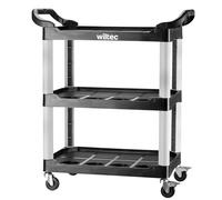 Wiltec 3 Tier Trolley with 136 kg Load Capacity, Workshop Trolley 74.5 × 42.5 × 67.5 cm Made of Plastic