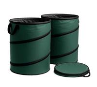 Wiltec 3x Round Leaf Bag 100l Green Pop Up Foldable 600D Oxford Polyester Waste Collection Lawn Bag Robust Garden Waste