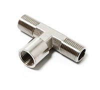 Wiltec Airbrush 2-Way Adapter x2 9.51mm (1/8") Male Thread & x1 9.51mm (1/8") Female Thread, Durable Metal Construction, Connect up to 2 Airbrush Guns, Perfect for Nail Art, Tattoos, Art