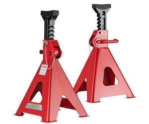 WilTec Axle Stand Set 2 Pieces 12 Tonnes Heavy-Duty, Height-Adjustable 490-750 mm, Car Stand, Ideal for Use with Trolley Jacks, Anti-Slip Rubber Pad for Good Support