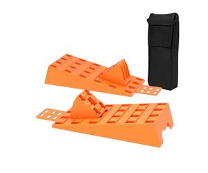 WilTec Caravan Levelling Ramps Set of 2 Levellers with 2 Wheel Chocks, Max. Capacity 3.5t Ideal for Vehicles like Trailers, Caravans and Motorhomes, Practical Carrying Bag Included