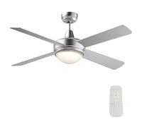 WilTec Ceiling Fan with Light and Remote Ø 130 cm 65 W Fan with 4 Blades 3 Speeds Fan with Timer for Bedroom, Living Room, Kitchen Reversible Summer Mode and Winter Mode Modern Fan