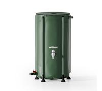 Wiltec Collapsible Water Container 100 Liter Rain Water Tank with Overflow Protection for Practical Water Storage Water Butt Barrel Portable Rain Catcher Collector Gardening Watering Plastic Feet