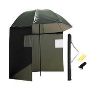 WilTec Fishing umbrella 250cm with side wall and two viewing windows wind and rain protection while fishing