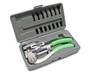 WilTec Hole puncher Metal Plier 16pcs case set for punching perforated metal sheets