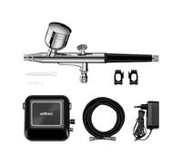Wiltec HS-A10K Airbrush Compressor Kit, Compressor Kit with 0.3 mm Nozzle for Aiirbrush Work, Compact Size and Includes Airbrush Gun, Airbrush Compressor with 2.8 bar Pressure
