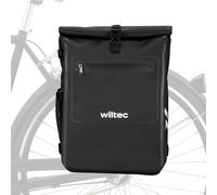 WilTec Multipurpose Pannier Bag, 25-Litre Storage Capacity, Black Bike Bag Made of Water-Resistant PVC and Durable Tear-Resistant Material, Easy to Attach and Fits Most Bike Pannier Racks