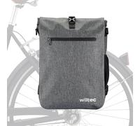 WilTec Pannier Bag in Grey, 25 Litre Capacity, Bike Bag Made of Water-Resistant and Robust Material, Perfect for Long Bike Rides, Days Out and Commuting to Work