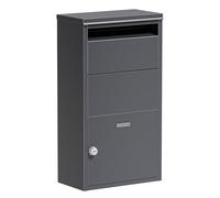 Wiltec parcel box, anthracite, 410 x 220 x 750 mm, home parcel box, private parcel collection suitable for parcels and small packages, free-standing steel letterbox