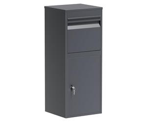 Wiltec parcel box anthracite 410 x 380 x 1020 mm, home parcel box, private parcel collection suitable for parcels and small packages, free-standing steel letterbox