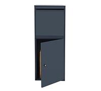 Wiltec parcel box, anthracite, 410 x 385 x 720 mm, home parcel box, private parcel collection suitable for parcels and small packages, free-standing steel letterbox